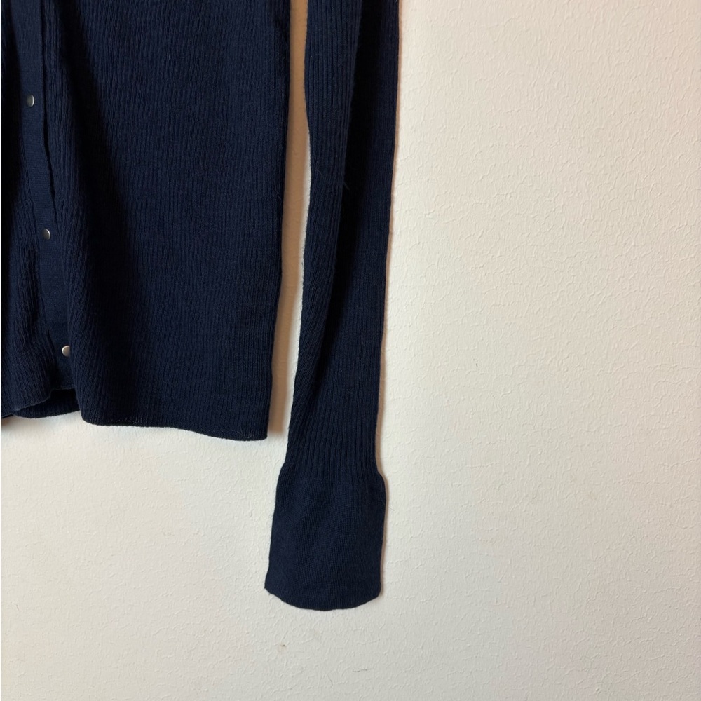 Madewell Merino Wool Silk Blend Cardigan Navy Blue Button Front Size M - Picture 5 of 11